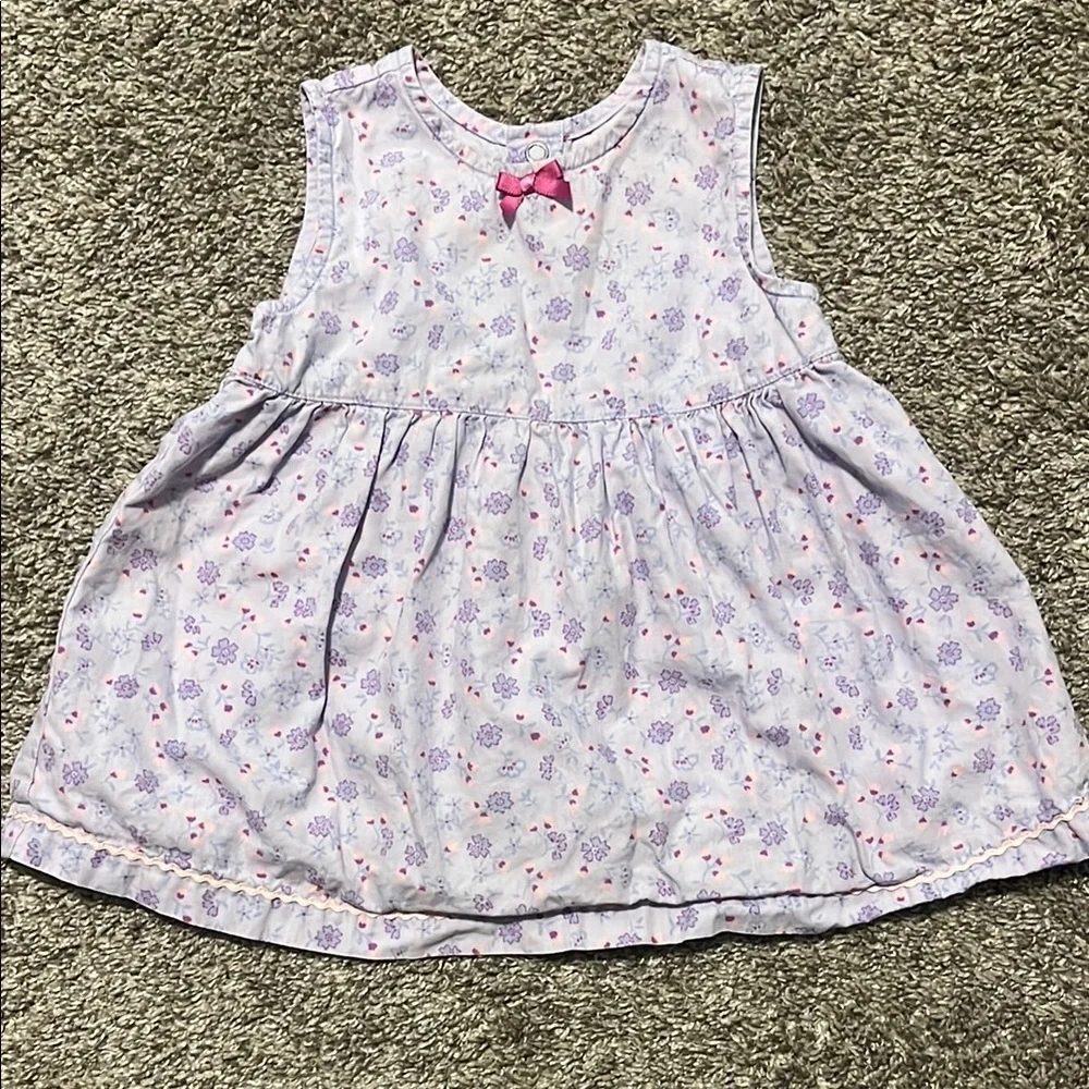 Vintage Gymboree Pink and White Floral Sleeveless Dress 6-12M‎